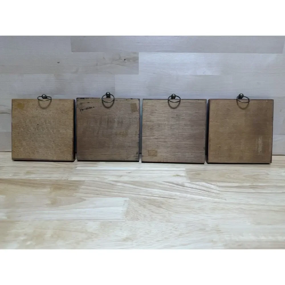 Homco Still Life Fruit Wall Plaques Wood Hanging Tuscan Decor MCM VTG Set‎ of 4